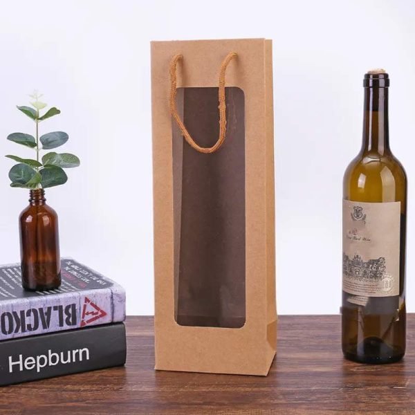 Custom logo wine bottle bags with window c