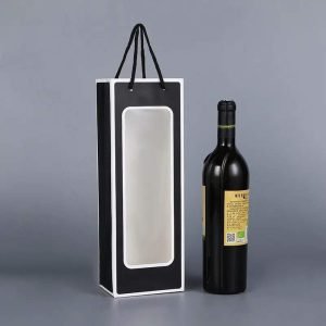 Custom logo wine bottle bags with window v