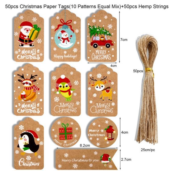 Painted Kraft Paper Christmas Party Gift Packaging Hang Tags 50 Sets 2023 1