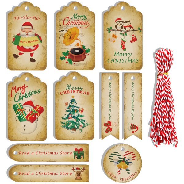 Painted Kraft Paper Christmas Party Gift Packaging Hang Tags 50 Sets 2023