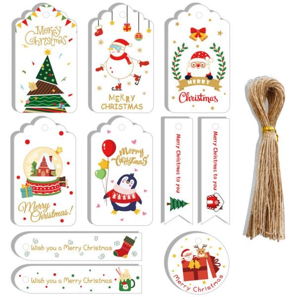 Painted Kraft Paper Christmas Party Gift Packaging Hang Tags 50 Sets
