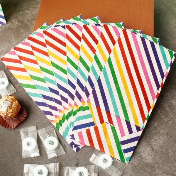 Rainbow striped candy gift bag