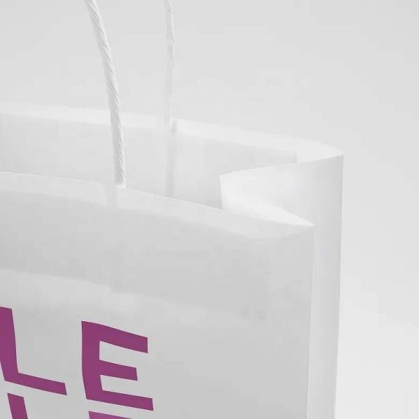 White Kraft Logo Paper Bag With Own Logo For Shopping c