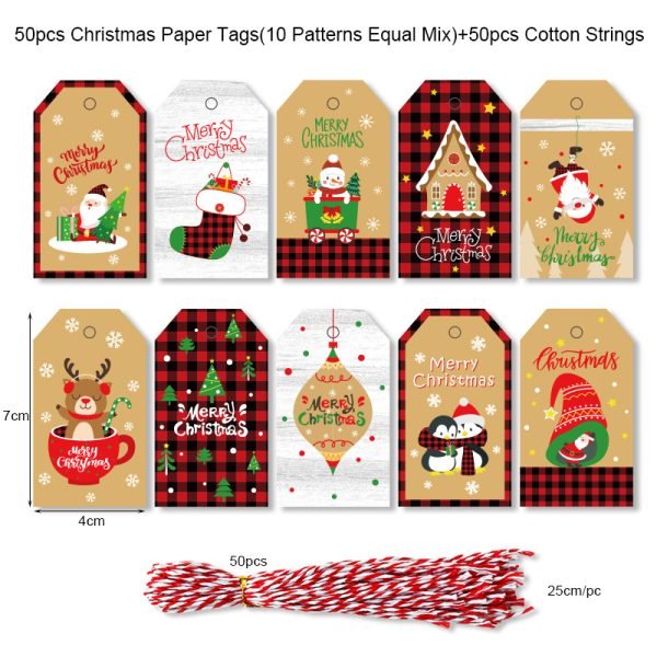 new Painted Kraft Paper Christmas Party Gift Packaging Hang Tags 50 Sets