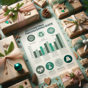 DALL·E 2023 10 26 14.51.50 Photo highlighting the 2023 Christmas packaging guide capturing a selection of gifts wrapped in earth friendly materials adorned with biodegradable  e1698464650480