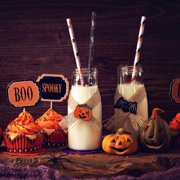 holloween paper straws and tags