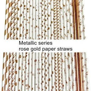 metallic rose gold paper straws