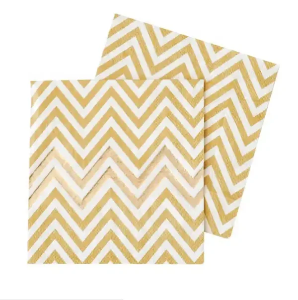 Bulk Golden Reflective Wavy Grain Paper Tableware Sets napkin