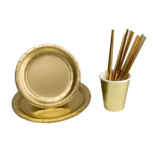 Wholesale Disposable Party Tableware Sets golden