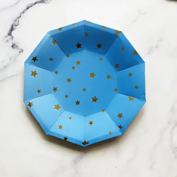 Wholesale Factory 9 Inch Decagon Paper Plate blue