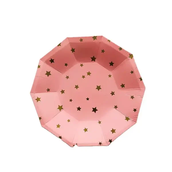 Wholesale Factory 9 Inch Decagon Paper Plate pink