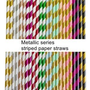 metallic striped paper straws