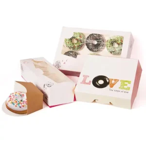 Customized Print Cardboard Cookie Cake Donut Box with window