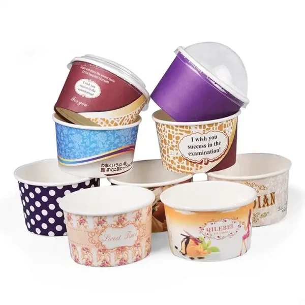 Eco Friendly PLA Coating Disposable Paper Ice Cream Cup custom print