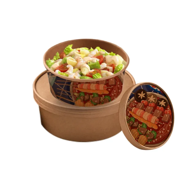 Biodegradable Eco Friendly Kraft Paper Cardboard Soup Cup Bowl and Salad Box Packaging7