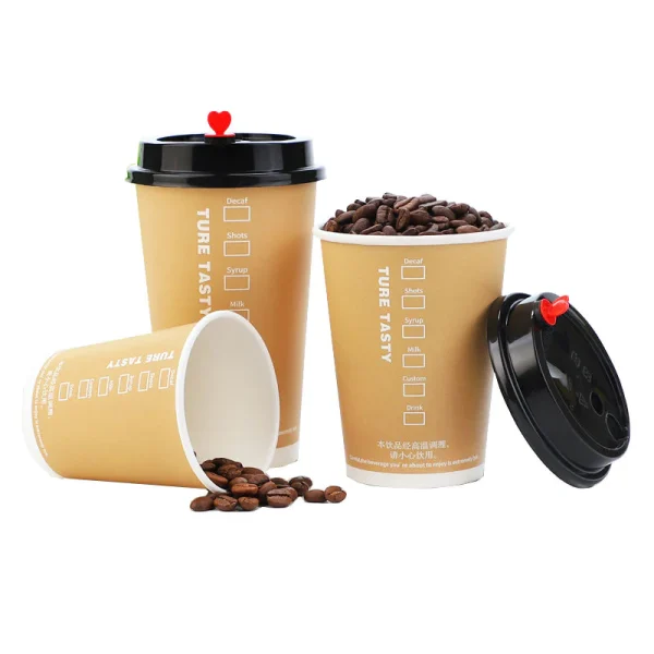 Custom Disposable Logo Printed Takeaway Cafe Hot Coffee Cup factory