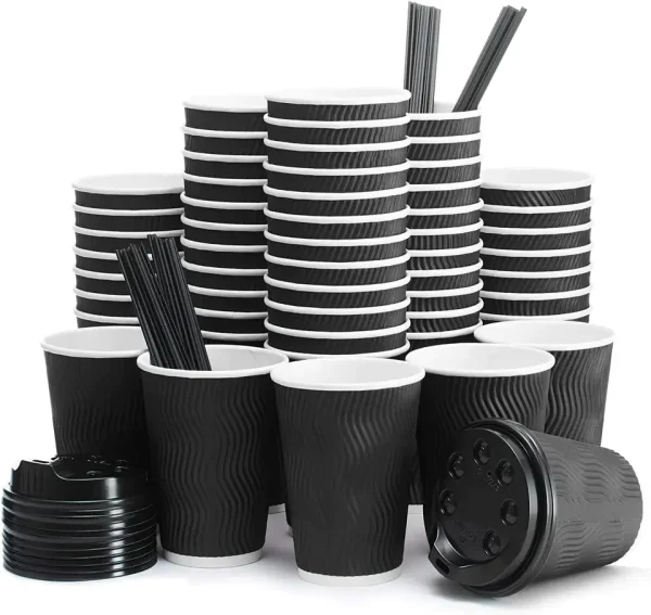 Custom Double Ripple Wall Paper Cups Corrugated Coffee Takeaway Cups3