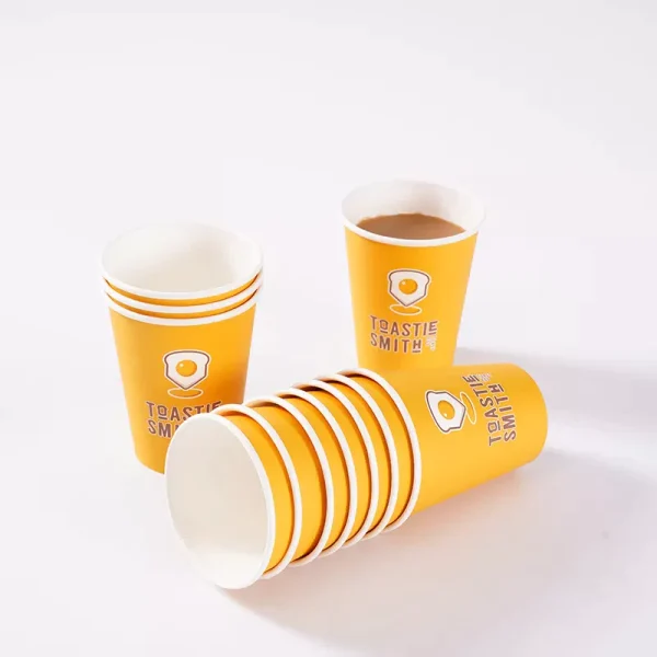 Custom Flexo Printing Compostable Single Wall Paper Cup for Milkshake and Milk Tea1