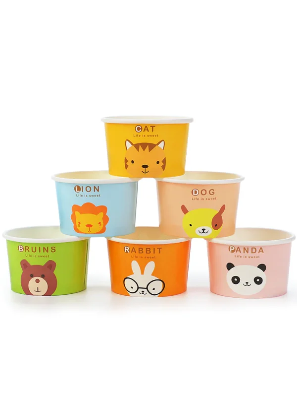 Custom Printed Disposable Yogurt Ice Cream Paper Cup Paper Bowl with Lid1