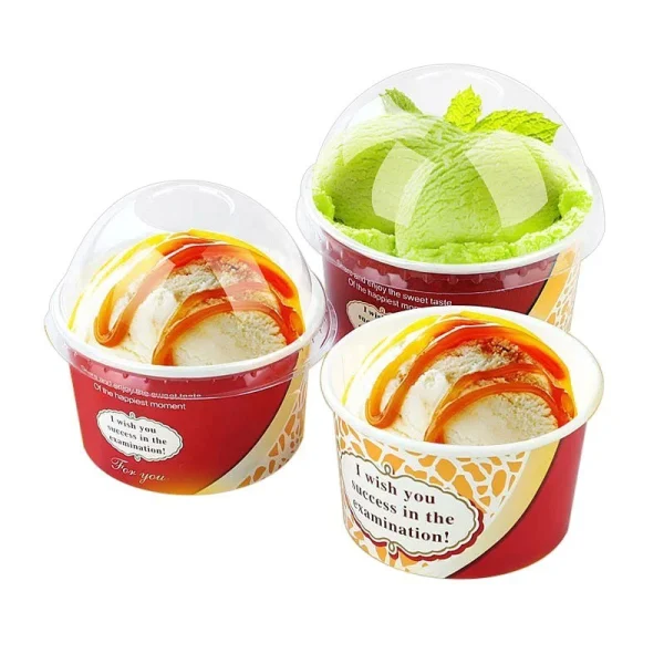 Custom Printed Paper Dessert Cups Bowl Ice Cream Paper Cup With Lid1