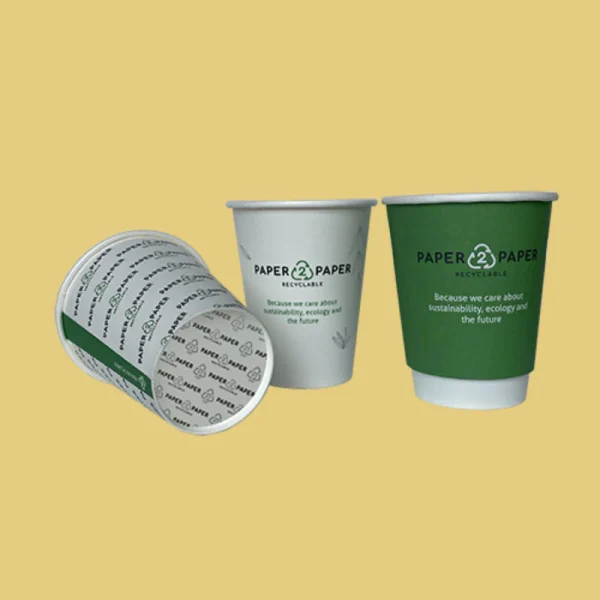 Customize Double Wall Paper Cups with Water Based Dispersion Coating your logo