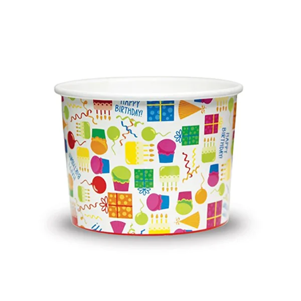 Customized Logo Printed Design White Kraft Compostable PLA Ice Cream Paper Bowl