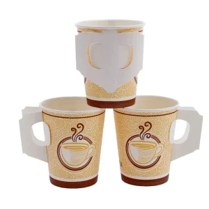 Disposable Custom Single Wall Coffee Paper Cup with Butterfly Handle