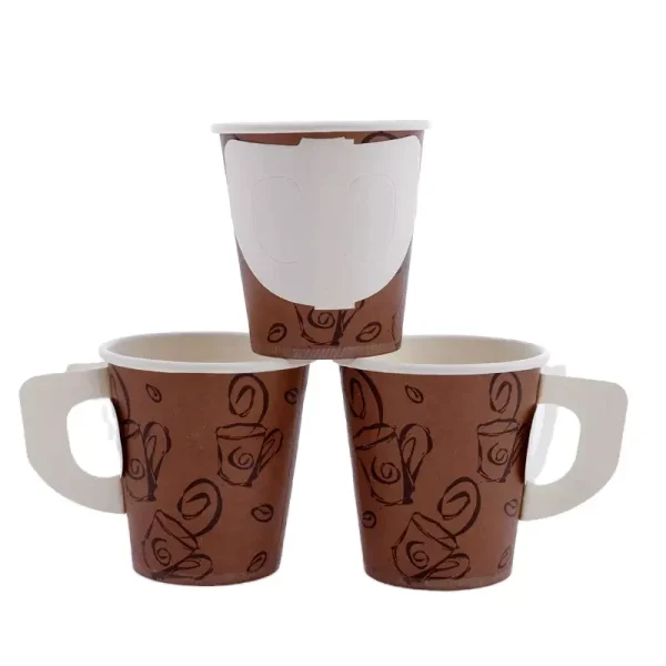 Disposable Custom Single Wall Coffee Paper Cup with Butterfly Handle good quality