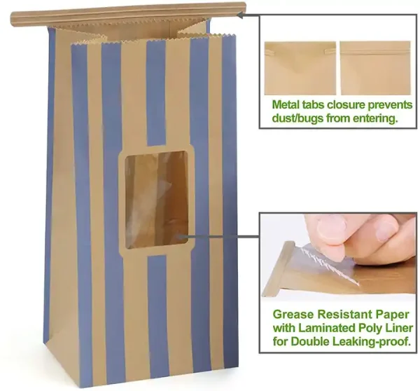Waterproof Takeaway Food Paper Bag with Tin Tie wholesale
