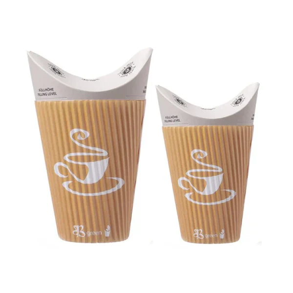 Wholesale Custom Printed Eco Friendly Takeaway Double Wall Ripple Kraft Paper Butterfly Coffee Cups1