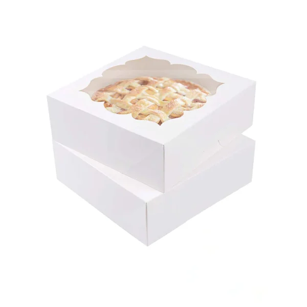 Cardboard Transparent Food Box Packaging Square white Kraft Paper Cake Boxes With Window