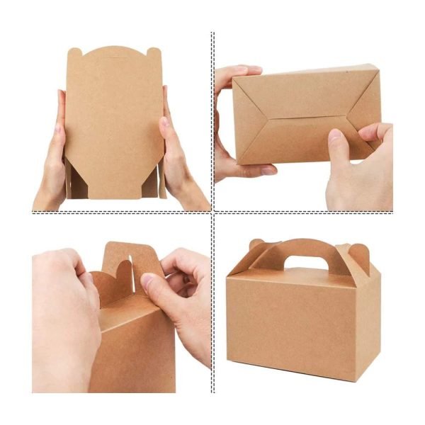Custom Kraft Paper Swiss Roll Macaron Cookie Cake Takeaway Food Packaging Boxes With Handle wholesale