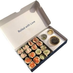 Custom Logo Disposable Biodegradable Food Grade Paper Sushi Takeaway Box with Divider wholesale