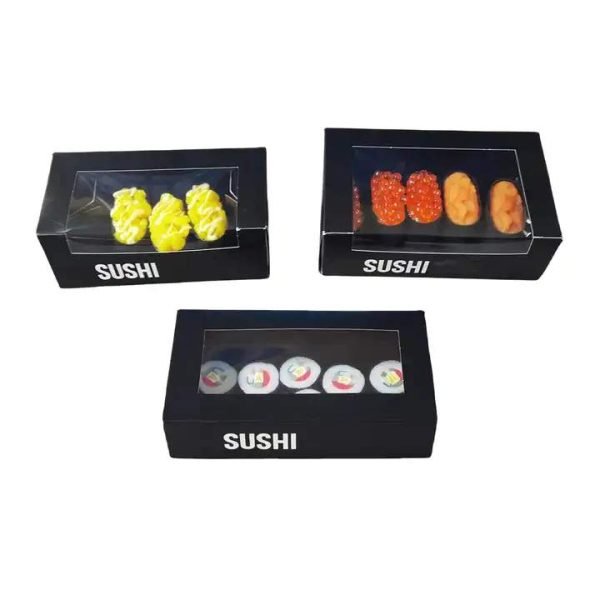 Custom Printed Disposable Sushi Rice Lunch Food Grade Packing Take Away Takeout Togo Takeaway Paper Box factory