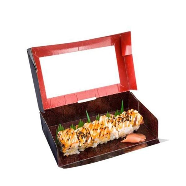Custom Printed Disposable Sushi Rice Lunch Food Grade Packing Take Away Takeout Togo Takeaway Paper Box your logo