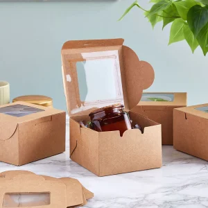 Personalised Custom Kraft Corrugated Paper Box with Windows Cake Bakery