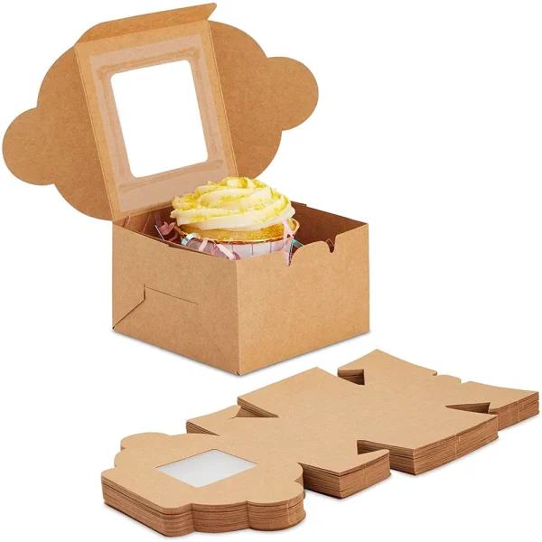 Personalised Custom Kraft Corrugated Paper Box with Windows Cake Bakery wholesale