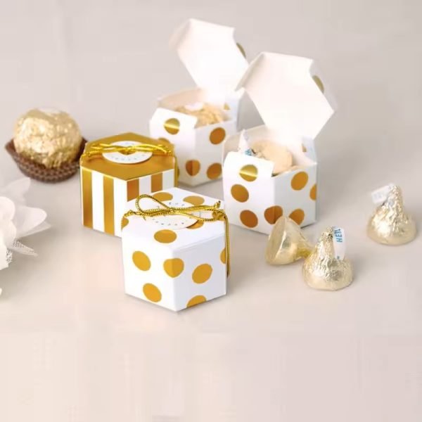Custom Printed Hexagon Paper Candy Box for Weddings wholesale