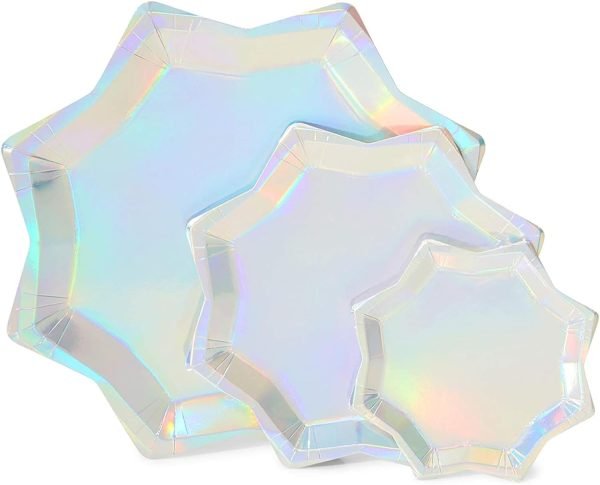 Eco Friendly Octagon Shaped Holographic Plates for Celebrations different size