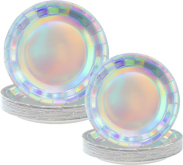 Holographic Foil Paper Plates for Party Decorations