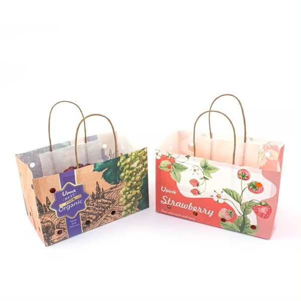 personalized brown paper fruit bags with twisted handle and air holes