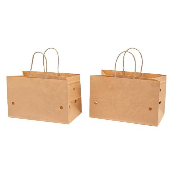 personalized brown paper fruit bags with twisted handle and air holes wholesale