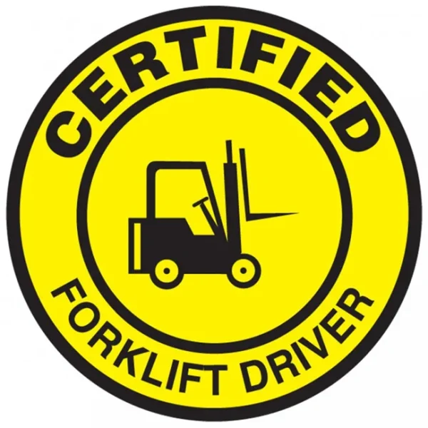 warning sticker rorklift drive certificate round shape