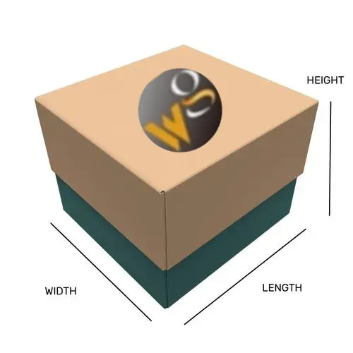 WG foldable lid and base box mockup dimensions length width height